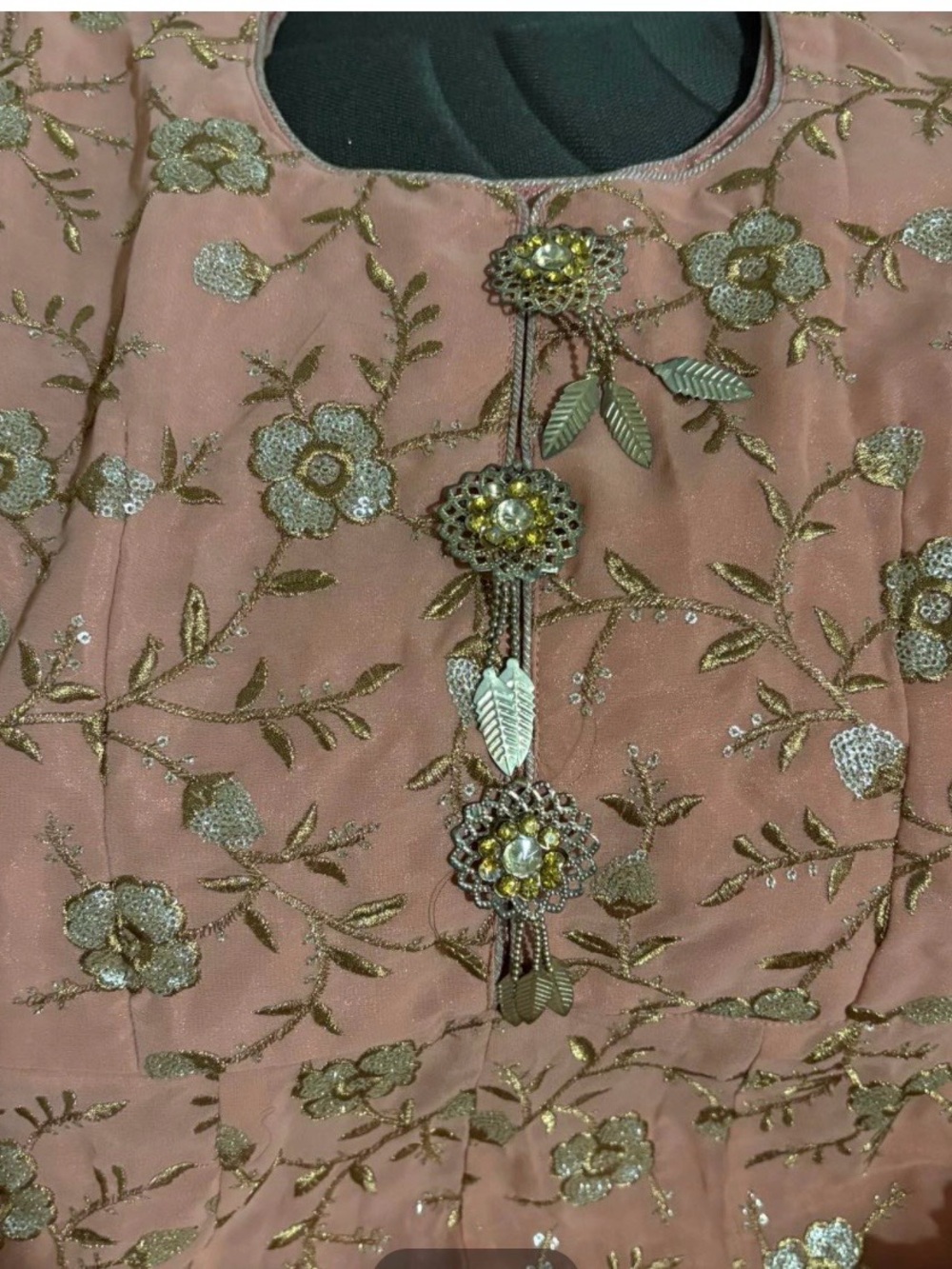 Embellished Pink Floral Wedding Dress